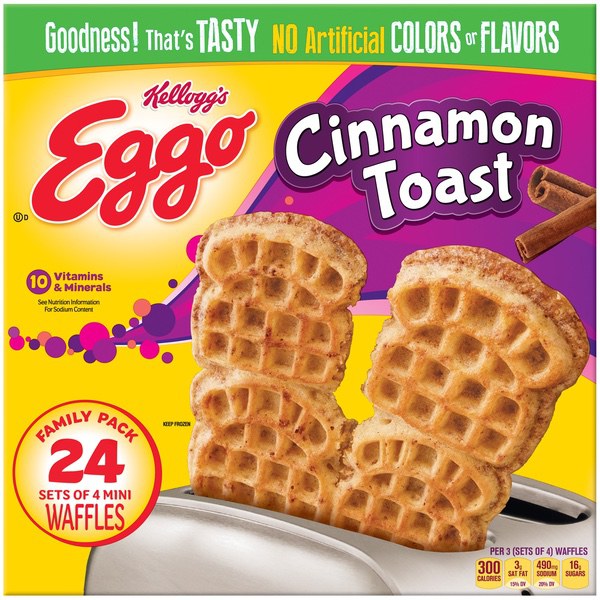 Kellogg S Eggo Cinnamon Toast Waffles Eassy Breakfast 25 8 Oz 24 Ct Frozen Breakfast Frozen Catalog