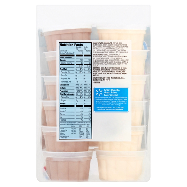 Great Value Chocolate & Vanilla Ice Cream Cups, 3 fl oz, 12 Count