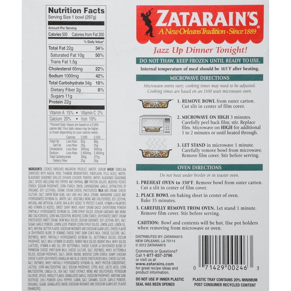 Zatarain's® Zesty French Quarter Style Pasta Bake Frozen Entree 10